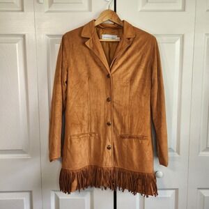 Howard Wolf Vintage Faux Suede Fringe‎ Jacket Rust Brown Western Blazer Size 8